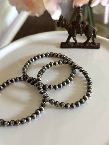 Sterling Silver Round Bead Stretch Bracelet