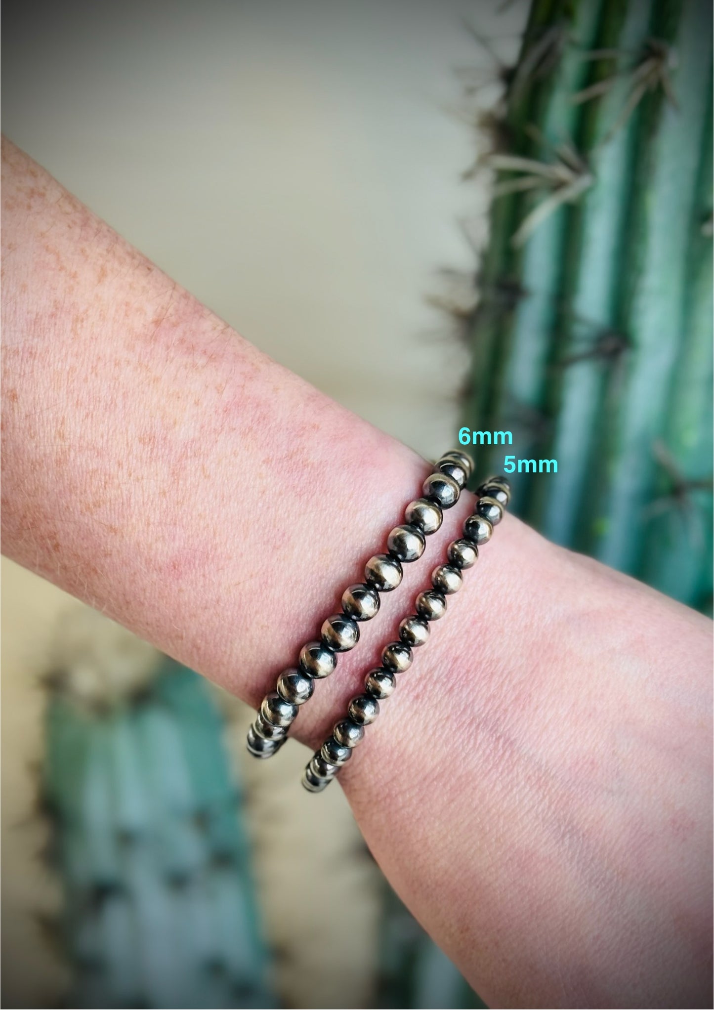Sterling Silver Round Bead Stretch Bracelet